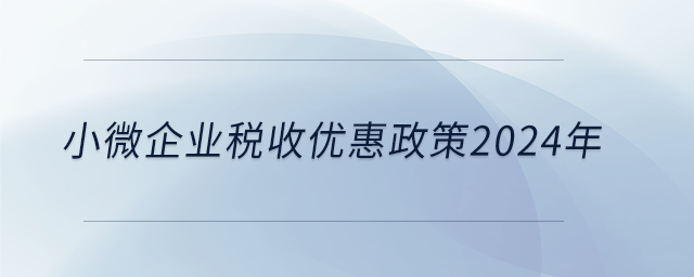 小微企業(yè)稅收優(yōu)惠政策2024年